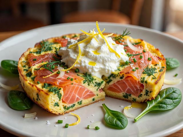 Smoked Salmon & Herb Frittata with Whipped Ricotta