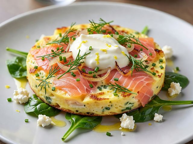 Smoked Salmon & Herb Frittata with Lemon Crème Fraîche