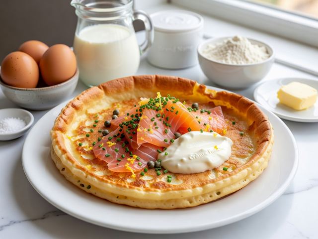Smoked Salmon & Chive Dutch Baby with Brand Name Crème Fraîche