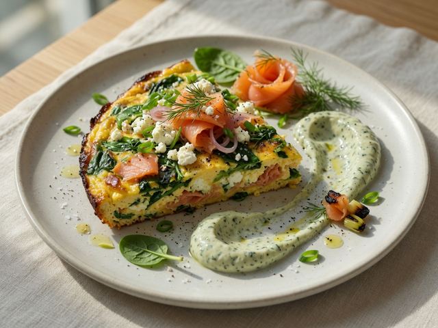Smoked Salmon & Herb Frittata with Charred Scallion Aioli