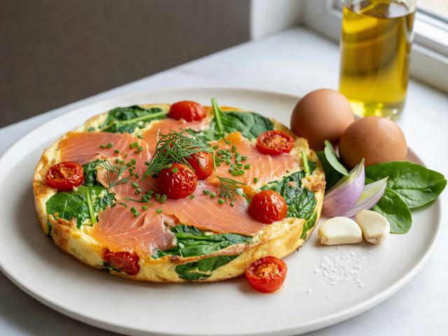 Smoked Salmon & Herb Frittata with Roasted Tomatoes