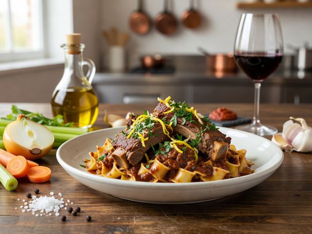 Braised Short Rib Ragu with Brand Name Pappardelle & Preserved Lemon Gremolata