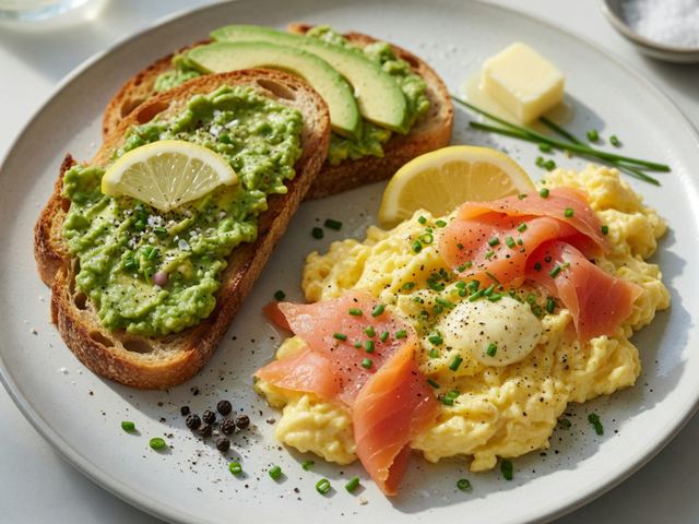 Smoked Salmon & Chive Scrambled Eggs with Avocado Toast
