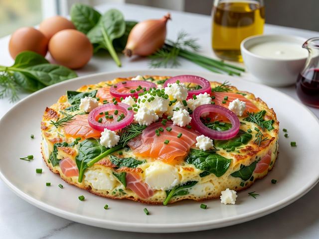 Smoked Salmon & Herb Frittata with Pickled Shallots