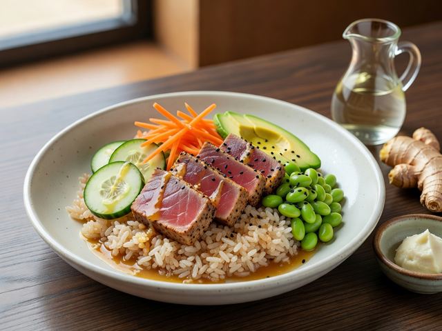 Seared Ahi Tuna Bowl with Miso-Ginger Vinaigrette