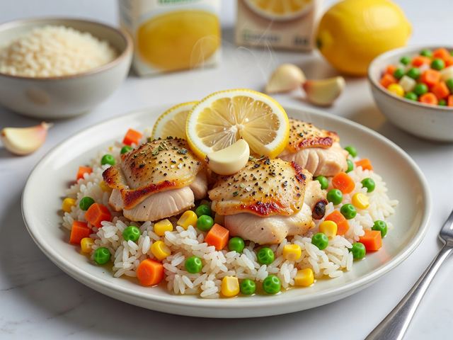 One-Pan Lemon Garlic Chicken & Rice Bowl