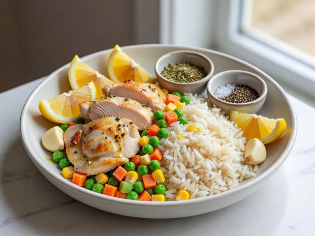 Lemon Garlic Chicken & Rice Bowl
