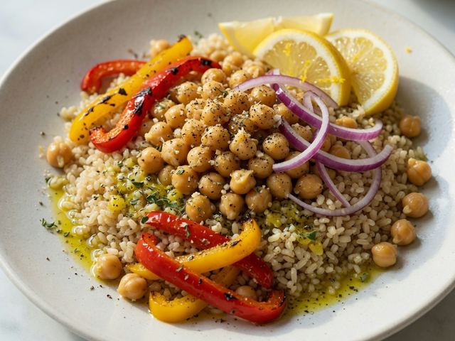 Lemon Garlic Chickpea & Rice Bowl