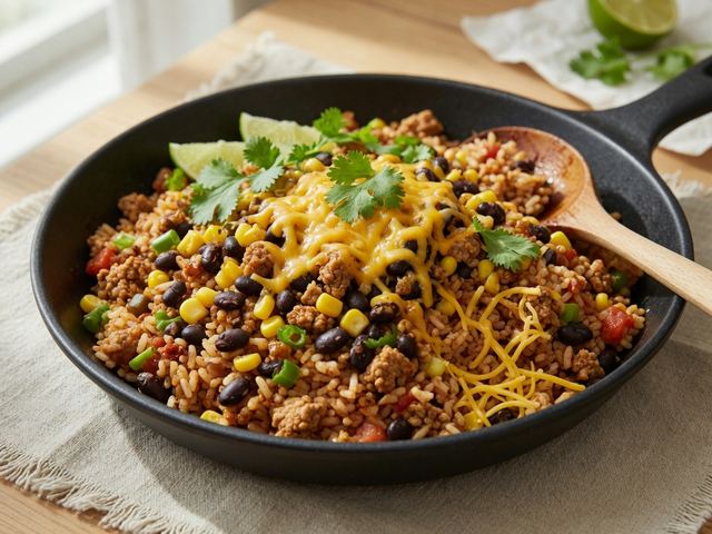 One-Pot Turkey Taco Rice Skillet