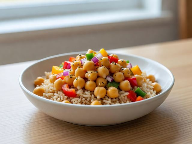 Lemon Garlic Chickpea & Rice Bowl