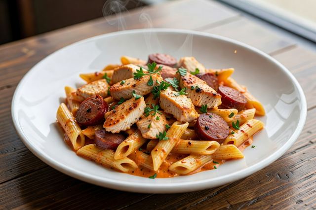 Creamy Cajun Chicken and Sausage Pasta