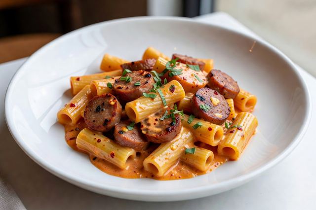 Creamy Spicy Vodka Sausage Rigatoni