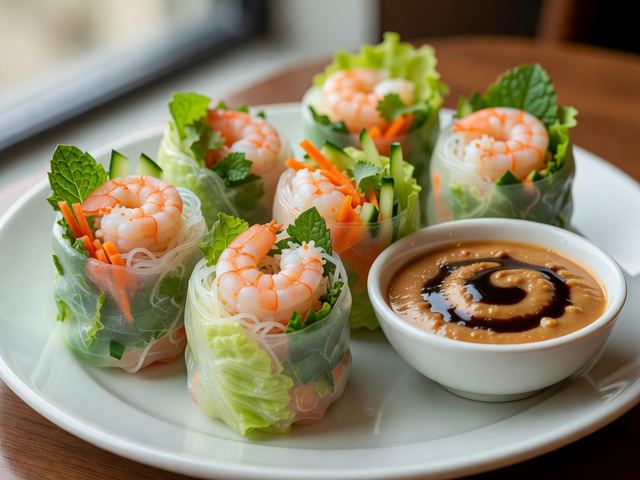 Vietnamese Spring Rolls with Peanut Sauce