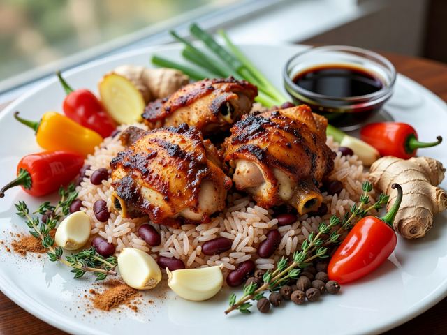 Jerk Chicken with Rice and Peas