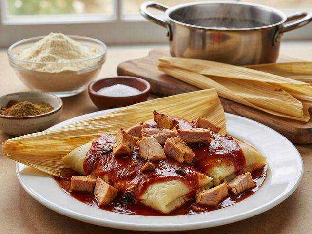 Tamales with Red Chile