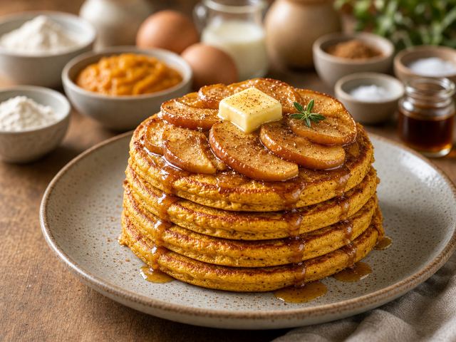 Apple Pumpkin Pancake Stack