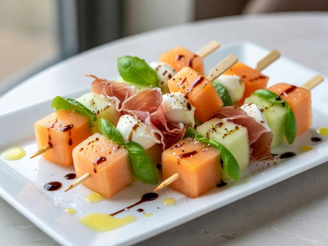 Chilled Melon & Prosciutto Skewers