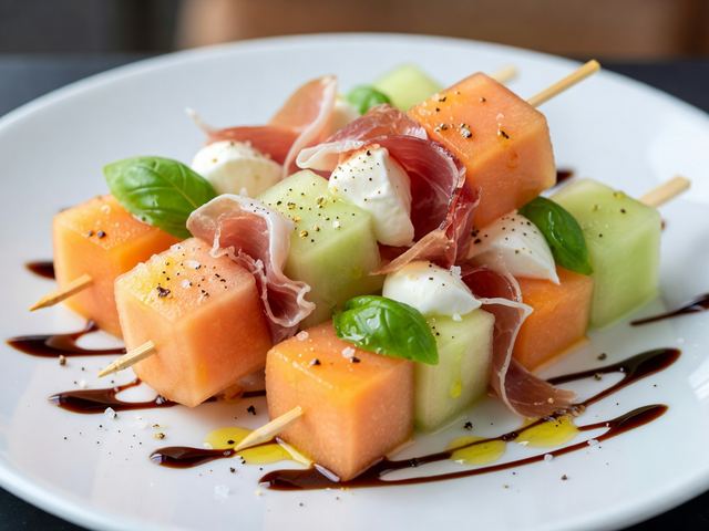 Chilled Melon & Prosciutto Skewers