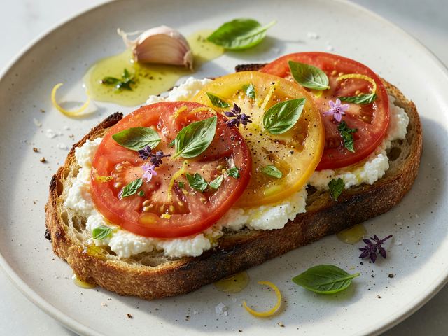 Fresh Tomato Toast with Basil