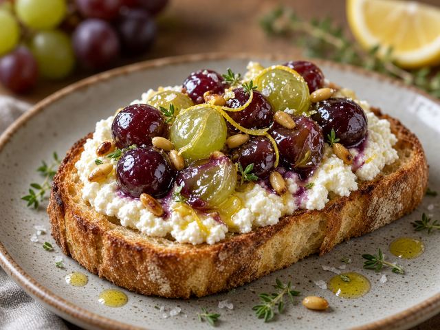 Grape Compote on Ricotta Toast