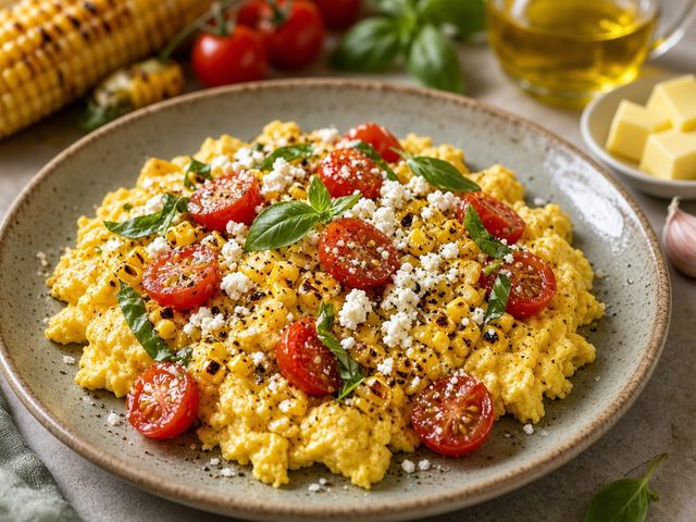 Grilled Corn & Tomato Scramble
