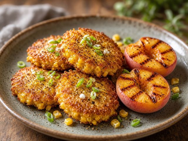 Grilled Peach & Corn Fritters