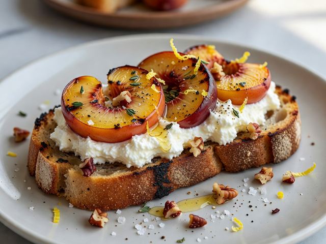 Grilled Peach Ricotta Toast