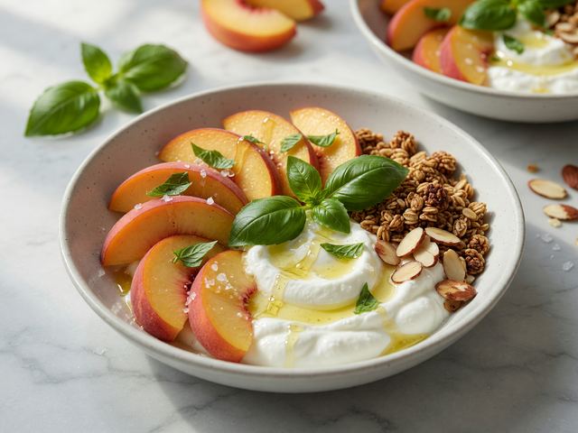Peach & Basil Yogurt Bowls