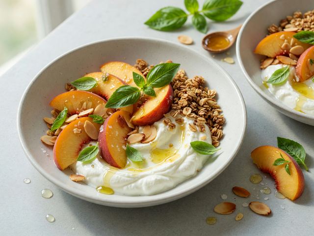 Peach & Basil Yogurt Bowls