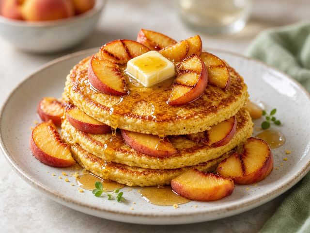 Peach Cornmeal Pancakes