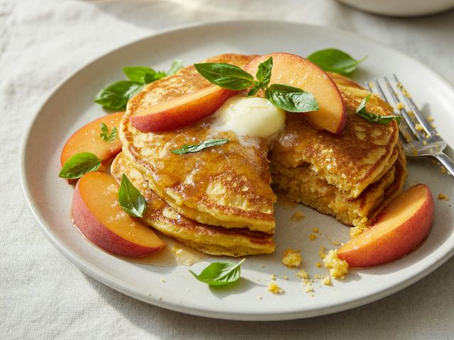 Peach Cornmeal Pancakes