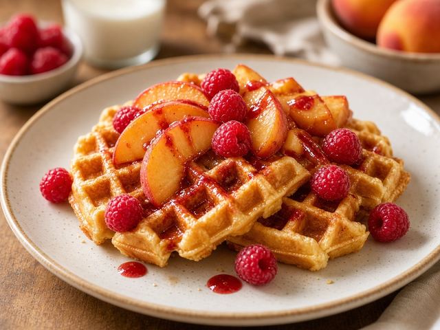 Peach Melba Waffles