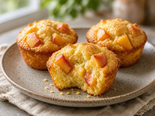 Peach Ricotta Corn Muffins