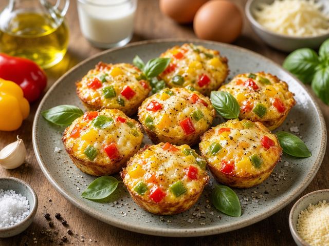 Pepper & Basil Frittata Bites