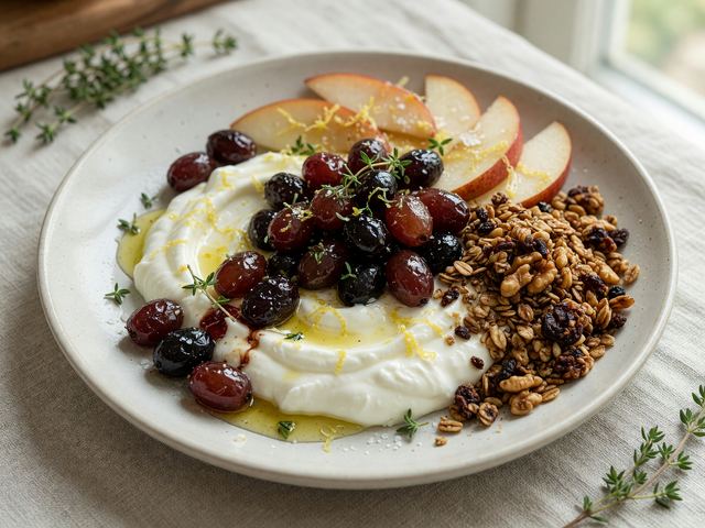 Roasted Grape Yogurt Bowls