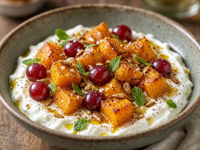 Roasted Squash & Grape Yogurt Bowl