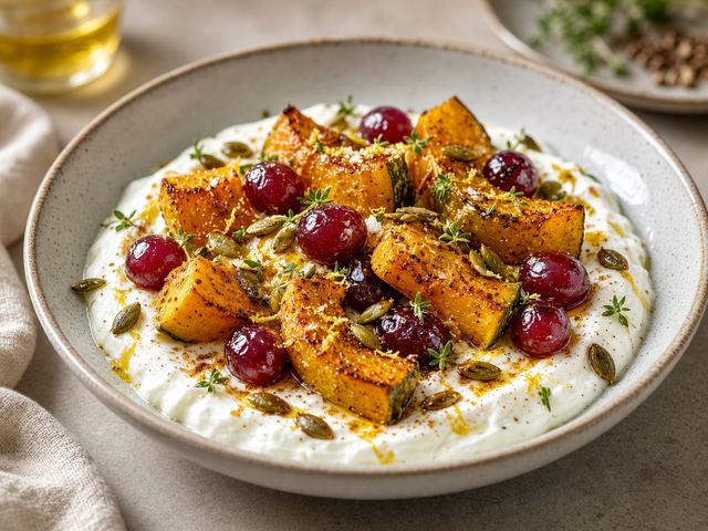 Roasted Squash & Grape Yogurt Bowls