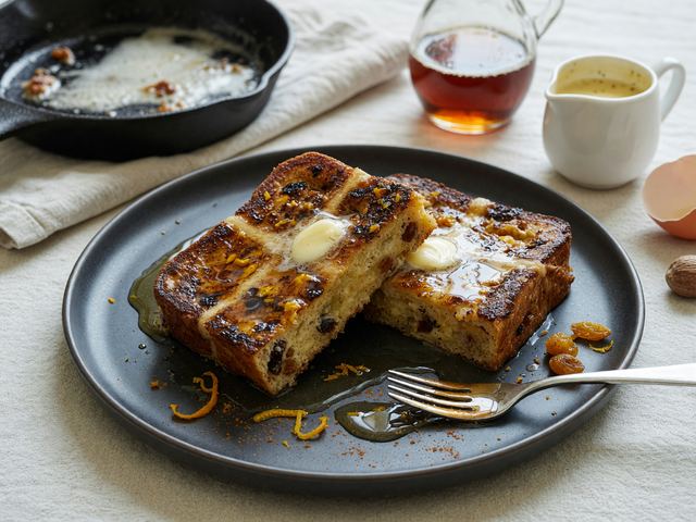 Skillet-Grilled Hot Cross Bun French Toast