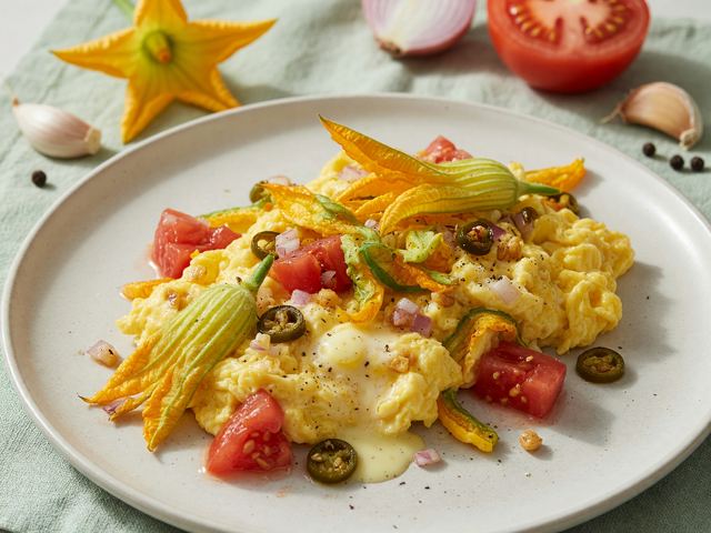 Squash Blossom Scrambled Eggs