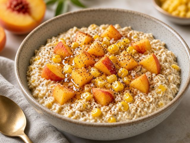 Sweet Corn & Peach Overnight Oats