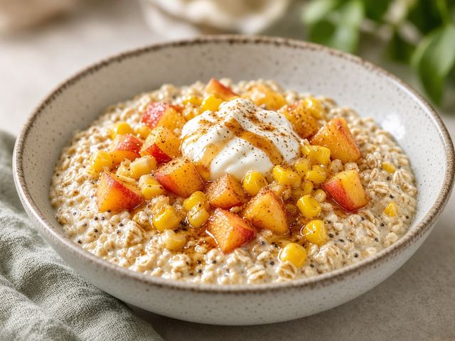 Sweet Corn & Peach Overnight Oats
