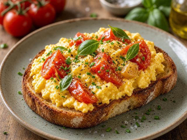 Tomato Herb Scramble on Toast