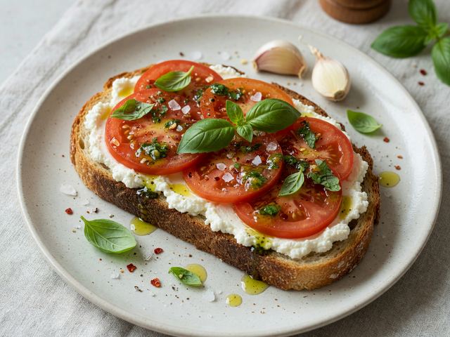 Tomato Toast with Fresh Basil