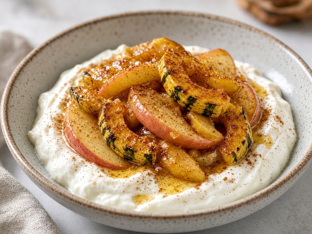 Warm Apple Compote on Yogurt