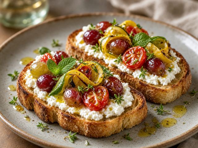 Warm Grape & Ricotta Toast