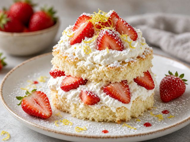 Angel Food Cake Strawberry Shortcake Stacks