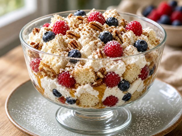 Angel Food Cake Trifle with Maple Whipped Cream