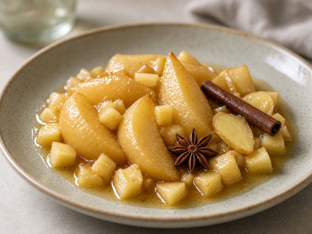 Apple Cider Poached Pear Compote