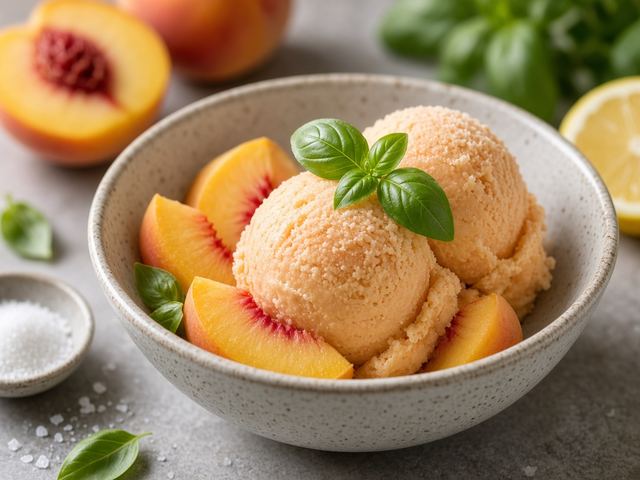 Basil Infused Peach Sorbet