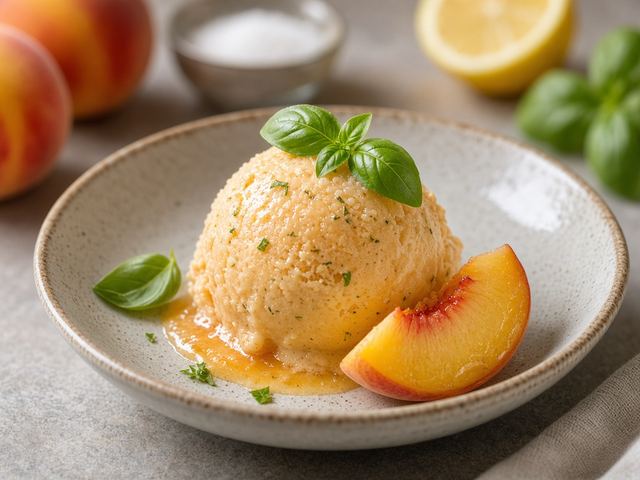 Basil Infused Peach Sorbet
